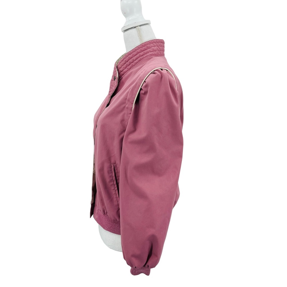 Vintage 80s Womens Bomber Jacket Coat Pink Windbreaker Size L - Picture 2 of 10